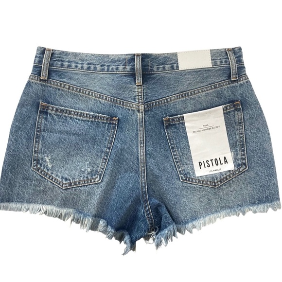 PISTOLA Nova Relaxed High Rise Cut Off Denim Shorts NEW - Picture 9 of 11